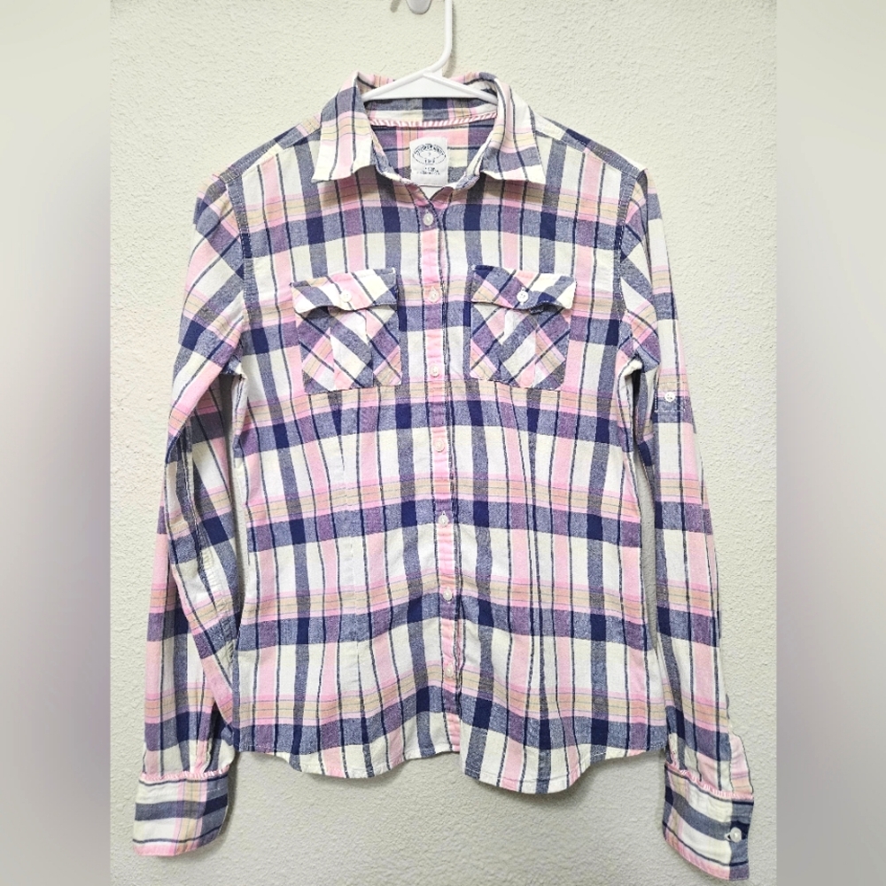 Brooks Brothers Pink and Blue Plaid Button Down Shirt